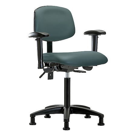 Zoro Select Medium Bench Chair Ergonomic Chair, Adjustable Arms, 21" to 28-1/4" Height, Vinyl, Black BR-VMBCH-RG-T0-A1-NF-RG-8546