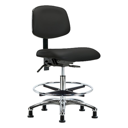 Zoro Select Medium Bench Chair Ergonomic Chair, No Arms, 21-1/2" to 29" Height, Vinyl, Black BR-VMBCH-CR-T1-A0-CF-RG-8540