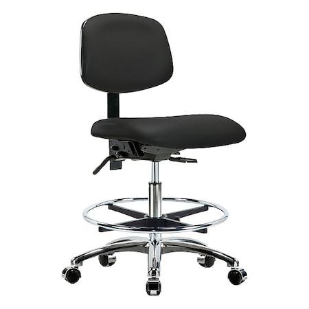 Zoro Select Medium Bench Chair Ergonomic Chair, No Arms, 21-1/2" to 29" Height, Vinyl, Black BR-VMBCH-CR-T1-A0-CF-CC-8540