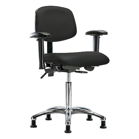 Zoro Select Medium Bench Chair Ergonomic Chair, Adjustable Arms, 21-1/2" to 29" Height, Vinyl, Black BR-VMBCH-CR-T1-A1-NF-RG-8540