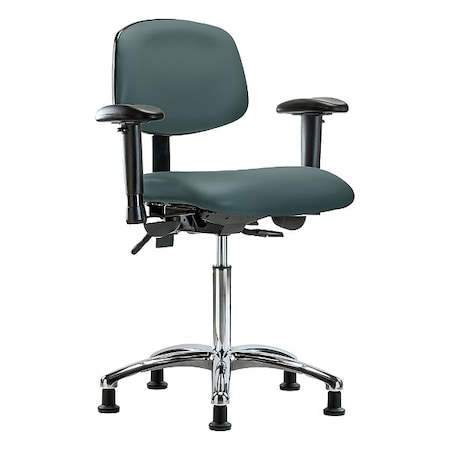 Zoro Select Medium Bench Chair Ergonomic Chair, Adjustable Arms, 21-1/2" to 29" Height, Polyurethane, Vinyl BR-VMBCH-CR-T1-A1-NF-RG-8546
