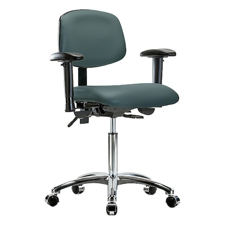 Zoro Select Medium Bench Chair Ergonomic Chair, Adjustable Arms, 21-1/2" to 29" Height, Polyurethane, Vinyl BR-VMBCH-CR-T1-A1-NF-CC-8546