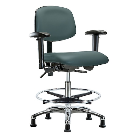 Zoro Select Medium Bench Chair Ergonomic Chair, Adjustable Arms, 21-1/2" to 29" Height, Polyurethane, Vinyl BR-VMBCH-CR-T1-A1-CF-RG-8546