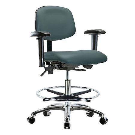 Zoro Select Medium Bench Chair Ergonomic Chair, Adjustable Arms, 21-1/2" to 29" Height, Polyurethane, Vinyl BR-VMBCH-CR-T1-A1-CF-CC-8546