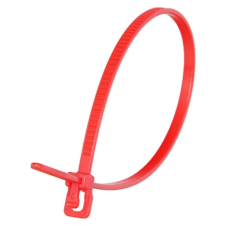 Retyz Cable Tie, 6 in L, 1.40 in Max Bundle Dia., Red, Nylon 6/6, 18 lb Strength, 100 PK VRT-S06RD-TA