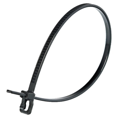 Retyz Cable Tie, 6 in L, 1.40 in Max Bundle Dia., Black, Nylon 6/6, 18 lb Strength, 100 PK VRT-S06BK-TA