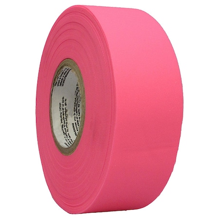 Zoro Select Flagging Tape, No Legend, Fluorescent Pink, 1 3/16 in Wide x 150 ft Length, Vinyl, 2 mil VST17