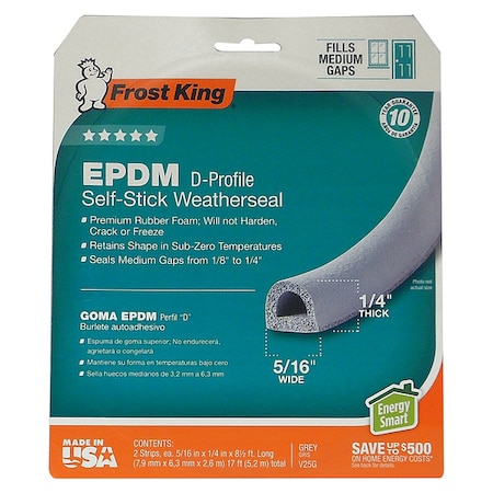 Frost King 1/4"T X 5/16"W X 17'L EPDM TP V25GA