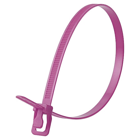 Retyz Cable Tie, 14 in L, 4.33 in Max Bundle Dia., Purple, Nylon 6/6, 120 lb Strength, 100 PK WKT-S14PR-TA