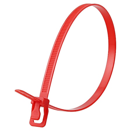 Retyz Cable Tie, 14 in L, 4.33 in Max Bundle Dia., Red, Nylon 6/6, 120 lb Strength, 100 PK WKT-S14RD-TA