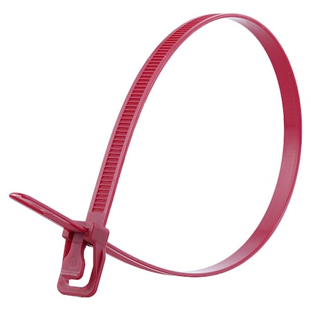 Retyz Cable Tie, 14 in L, 4.33 in Max Bundle Dia., Maroon, Nylon 6/6, 120 lb Strength, 100 PK WKT-S14MR-TA