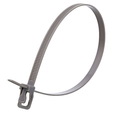 Retyz Cable Tie, 14 in L, 4.33 in Max Bundle Dia., Gray, Nylon 6/6, 120 lb Strength, 100 PK WKT-S14GY-TA