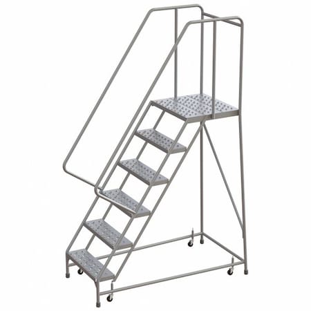Ballymore 7.7 ft H Aluminum Rolling Ladder, 6 Steps, 350 lb Load Capacity WLAR106246-D4