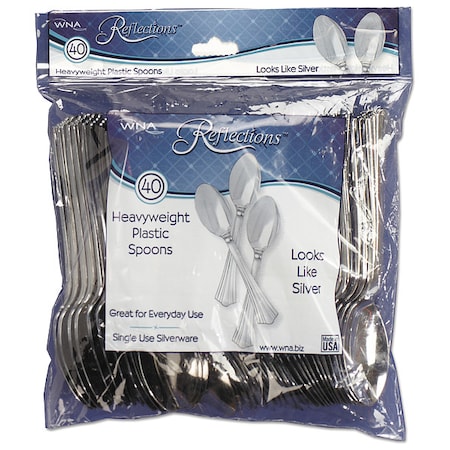 Wna Disposable Plastic Spoon 6.25", Silver, Pk320 WNA REF320SP