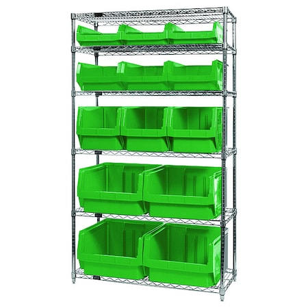 Quantum Storage Systems Shelving Unit, 42 in W x 74 in H x 18 in D, 6 Shelves WR6-13-MIXGN