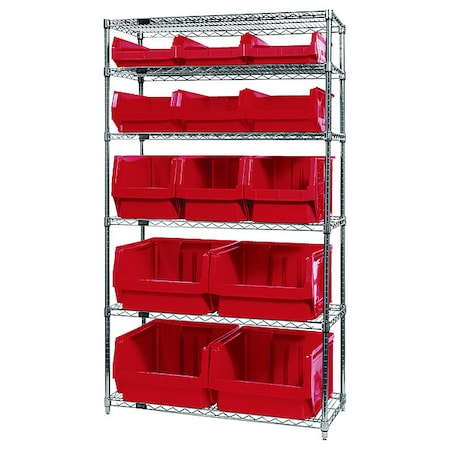 Quantum Storage Systems Shelving Unit, 42 in W x 74 in H x 18 in D, 6 Shelves WR6-13-MIXRD