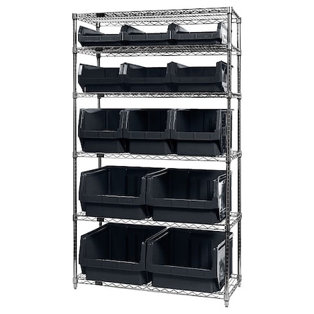 Quantum Storage Systems Shelving Unit, 42 in W x 74 in H x 18 in D, 6 Shelves WR6-13-MIXBK