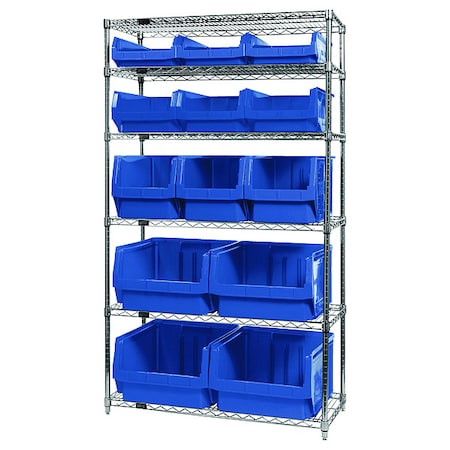 Quantum Storage Systems Shelving Unit, 42 in W x 74 in H x 18 in D, 6 Shelves WR6-13-MIXBL