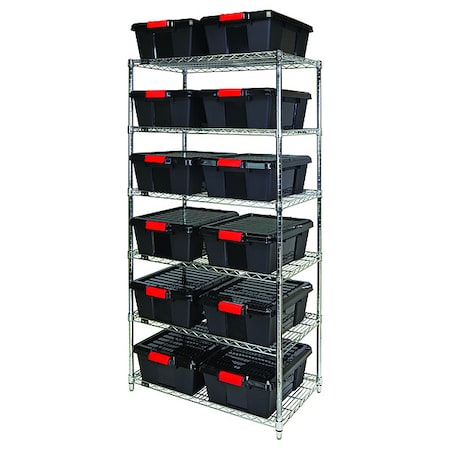 Quantum Storage Systems Shelving Unit, 36 in W x 74 in H x 21 in D, 6 Shelves WR6-191507BK