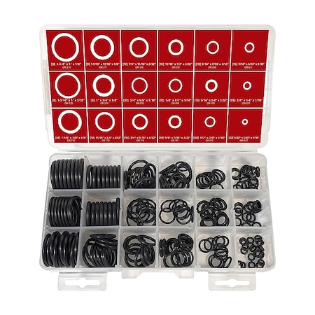 Zoro Select O-Ring Asst, Buna N, 192 PC, 19 Sizes WWG-DISP-OR192