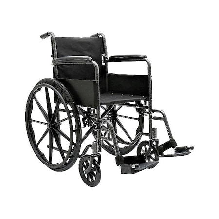 First Voice Wheelchair, 300lb, 18 In Seat, Silver/Black MDS808450