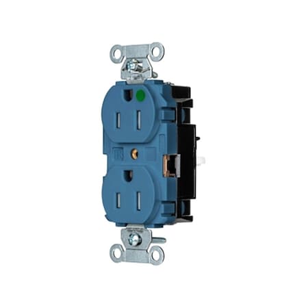 Hubbell Wiring Device-Kellems Straight Blade Receptacle, 5-15R, 15 A, 125V AC, 2 Pole, 3 Wire, Surface Mount, Grounded 8200STBLTR