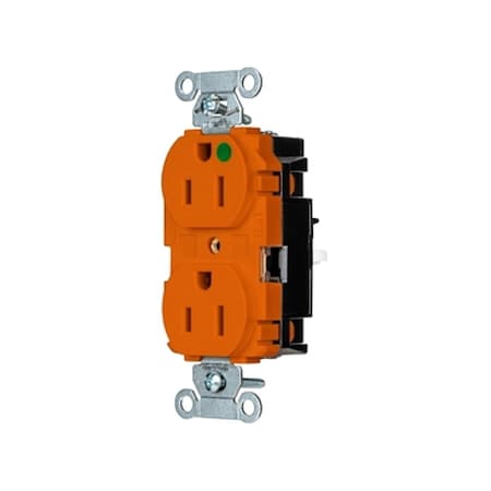Hubbell Wiring Device-Kellems Straight Blade Receptacle, 5-15R, 15 A, 125V AC, 2 Pole, 3 Wire, Surface Mount, Grounded 8200STO