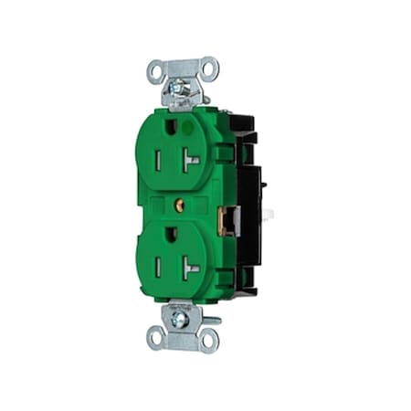 Hubbell Wiring Device-Kellems Straight Blade Receptacle, 5-20R, 20 A, 125V AC, 2 Pole, 3 Wire, Surface Mount, Grounded 8300STGNTR
