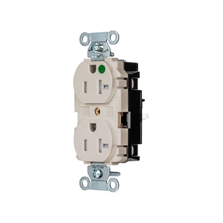 Hubbell Wiring Device-Kellems Straight Blade Receptacle, 5-20R, 20 A, 125V AC, 2 Pole, 3 Wire, Surface Mount, Grounded 8300STLATR