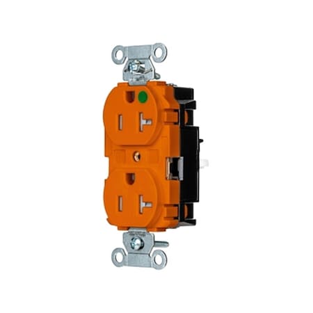 Hubbell Wiring Device-Kellems Straight Blade Receptacle, 5-20R, 20 A, 125V AC, 2 Pole, 3 Wire, Surface Mount, Grounded 8300STOTR