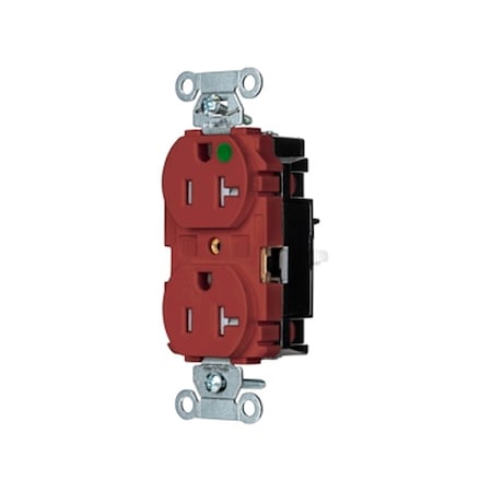 Hubbell Wiring Device-Kellems Duplex Straight Blade Receptacle, 5-20R, 20 A, 125V AC, 2 Pole, 3 Wire, Surface Mount, Grounded 8300STRTR