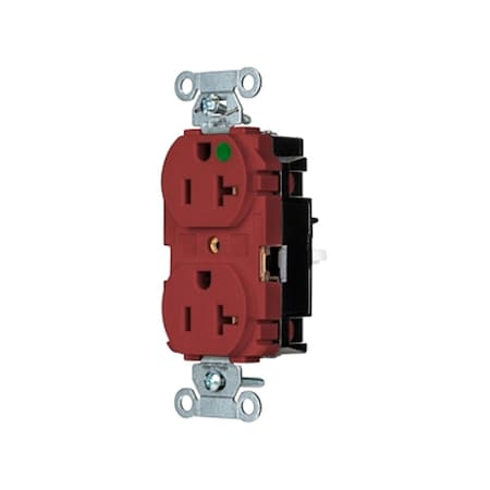 Hubbell Wiring Device-Kellems Duplex Straight Blade Receptacle, 5-20R, 20 A, 125V AC, 2 Pole, 3 Wire, Surface Mount, Grounded 8300STR