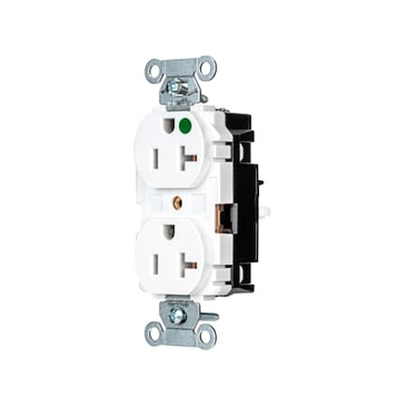 Hubbell Wiring Device-Kellems Straight Blade Receptacle, 5-20R, 20 A, 125V AC, 2 Pole, 3 Wire, Surface Mount, Grounded 8300STW