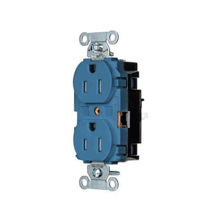Hubbell Wiring Device-Kellems Straight Blade Receptacle, 5-15R, 15 A, 125V AC, 2 Pole, 3 Wire, Surface Mount, Grounded BR15STBLTR