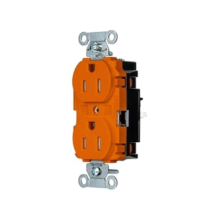 Hubbell Wiring Device-Kellems Straight Blade Receptacle, 5-15R, 15 A, 125V AC, 2 Pole, 3 Wire, Surface Mount, Grounded BR15STOTR