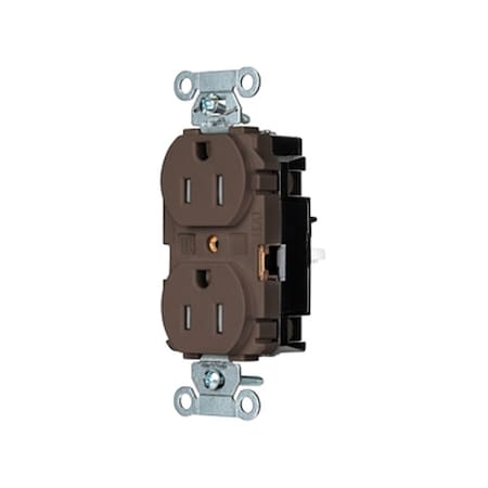 Hubbell Wiring Device-Kellems Straight Blade Receptacle, 5-15R, 15 A, 125V AC, 2 Pole, 3 Wire, Surface Mount, Grounded BR15STTR