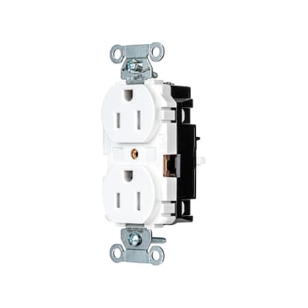 Hubbell Wiring Device-Kellems Straight Blade Receptacle, 5-15R, 15 A, 125V AC, 2 Pole, 3 Wire, Surface Mount, Grounded BR15STWTR