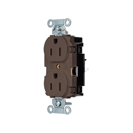 Hubbell Wiring Device-Kellems Straight Blade Receptacle, 5-15R, 15 A, 125V AC, 2 Pole, 3 Wire, Surface Mount, Grounded BR15ST
