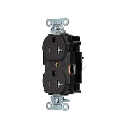 Hubbell Wiring Device-Kellems Straight Blade Receptacle, 5-20R, 20 A, 125V AC, 2 Pole, 3 Wire, Surface Mount, Grounded BR20STBKTR