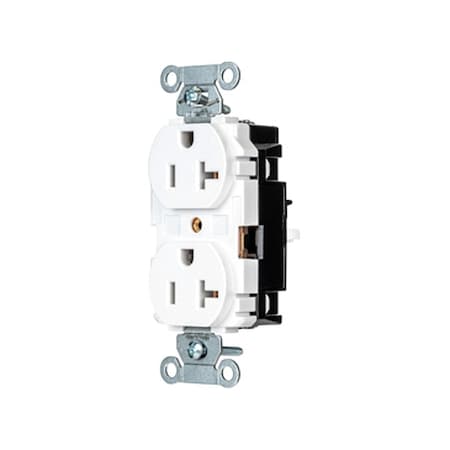 Hubbell Wiring Device-Kellems Straight Blade Receptacle, 5-20R, 20 A, 125V AC, 2 Pole, 3 Wire, Surface Mount, Grounded BR20STW