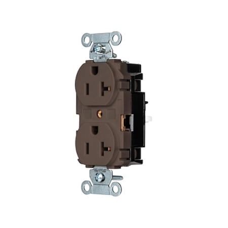 Hubbell Wiring Device-Kellems Straight Blade Receptacle, 5-20R, 20 A, 125V AC, 2 Pole, 3 Wire, Surface Mount, Grounded BR20ST