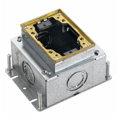 Hubbell Wiring Device-Kellems Electrical Box, 60 cu in, Floor Box Type, 1 Gang, Brass, Rectangular Shape FB2431