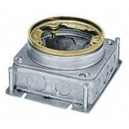 Hubbell Wiring Device-Kellems Electrical Box, 37.3 cu in, Floor Box Type, 1 Gang, Brass, Round Shape FB2529