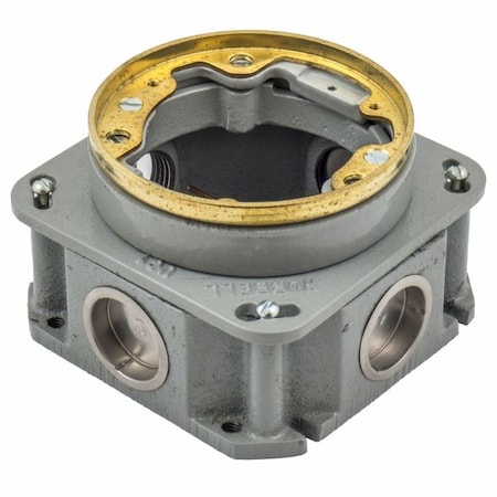 Hubbell Wiring Device-Kellems Electrical Box, 30 cu in, Floor Box Type, 1 Gang, Brass, Round Shape FB2537