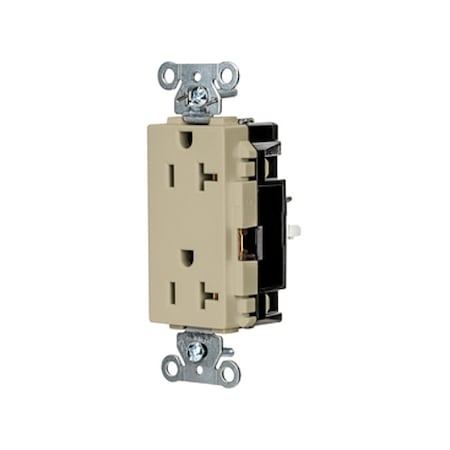 Hubbell Wiring Device-Kellems Straight Blade Receptacle, 5-20R, 20 A, 125V AC, 2 Pole, 3 Wire, Surface Mount, Grounded DR20STI