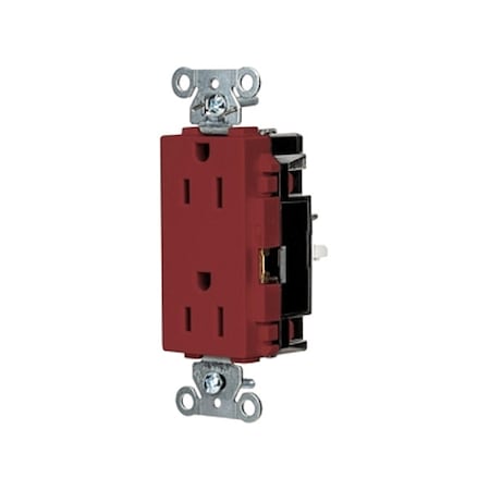 Hubbell Wiring Device-Kellems Straight Blade Receptacle, 5-15R, 15 A, 125V AC, 2 Pole, 3 Wire, Surface Mount, Grounded HBL2152STR