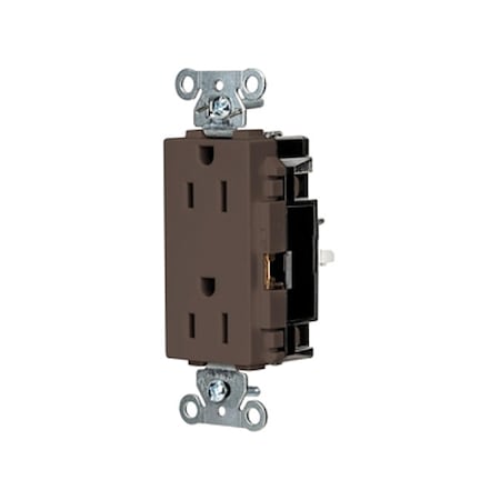 Hubbell Wiring Device-Kellems Straight Blade Receptacle, 5-15R, 15 A, 125V AC, 2 Pole, 3 Wire, Surface Mount, Grounded HBL2152ST