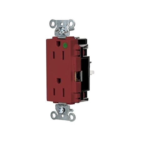 Hubbell Wiring Device-Kellems Straight Blade Receptacle, 5-15R, 15 A, 125V AC, 2 Pole, 3 Wire, Surface Mount, Grounded HBL2172STR