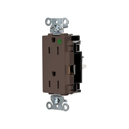 Hubbell Wiring Device-Kellems Straight Blade Receptacle, 5-15R, 15 A, 125V AC, 2 Pole, 3 Wire, Surface Mount, Grounded HBL2172ST