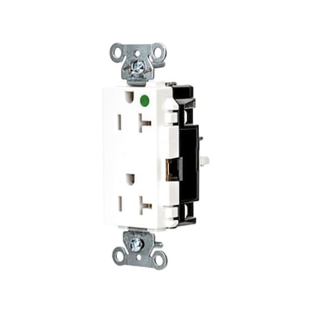 Hubbell Wiring Device-Kellems Straight Blade Receptacle, 5-20R, 20 A, 125V AC, 2 Pole, 3 Wire, Surface Mount, Grounded HBL2182STW